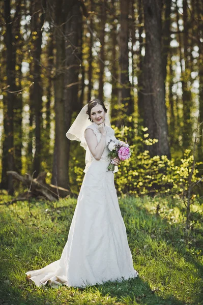 Potret seorang gadis dalam gaun pengantin dan kerudung 3985 . — Stok Foto