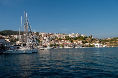 Samos adası. Yunanistan. Deniz ve pitagorion köyü geçmişi.