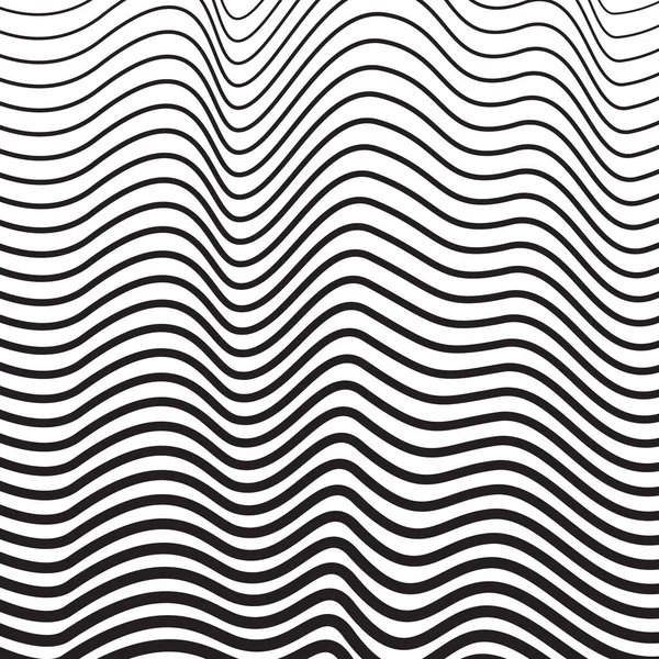 Abstract Isolated Black White Wavy Stripes Vector Background Optical Illusion — Stock Vector