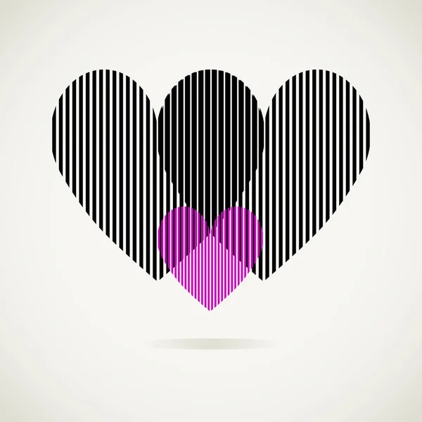 Stripe Heart White Backdrop Shadow Love Symbol Pop Art Style — Stock Vector