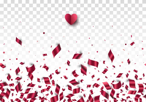 Feuille Rouge Vif Confettis Papier Dispersé Isolé Sur Fond Transparent — Image vectorielle