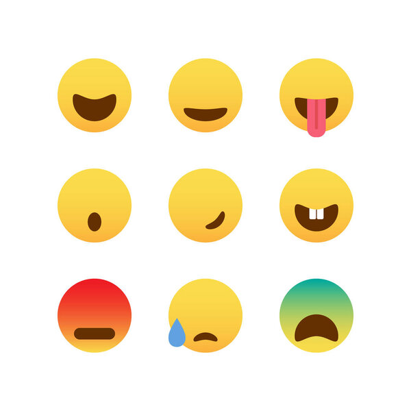 Набор смайликов без глаз. Эмодзи изолирован. Векторная иллюстрация