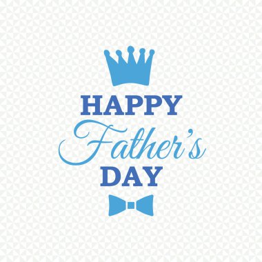 Mavi taç ve bej üçgen arka planda fiyonklu Babalar Günü afişleriniz kutlu olsun. Vektör çizimi. Hepsi izole ve katmanlı.