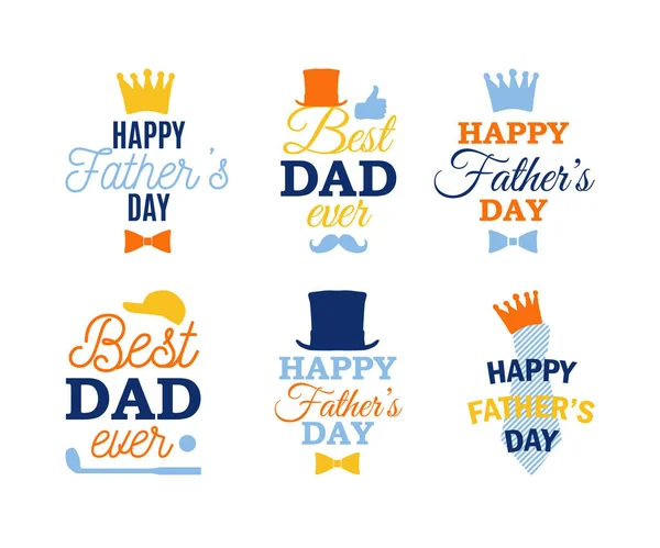 Father Day Labels Design Set Badges Kit Shirt Print Seal — Stock Vector
