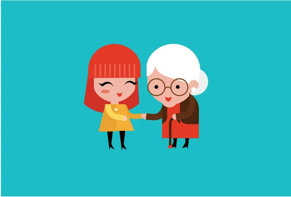 Young volunteer woman caring for elderly woman Stock Vector Image by ©vectorpro #88526536 Young volunteer woman caring for elderly woman Stock Vector Image by ©vectorpro #88526536
