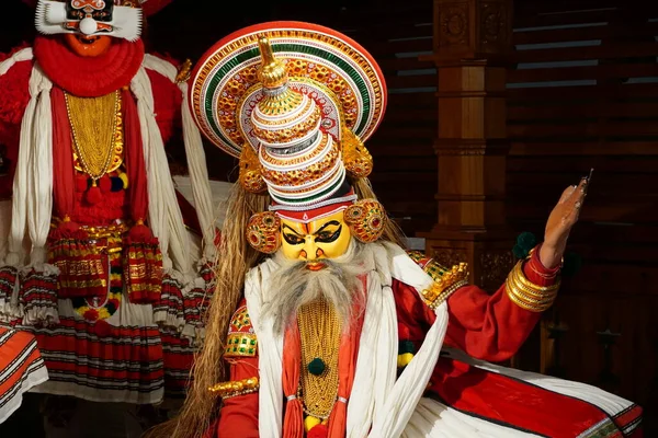 Vaxstaty Kathakali Artist Den Dygdiga Rollen Cochin Kochi Indien Oktober — Stockfoto