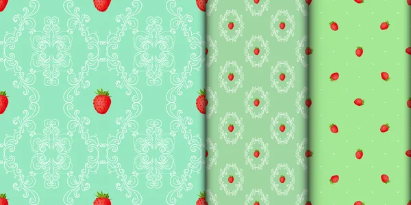 Set, turquoise fraise sans couture . — Image vectorielle