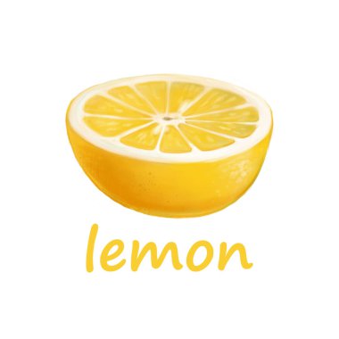 Yarım limon çizimi. Beyaz arkaplanda el yapımı narenciye.