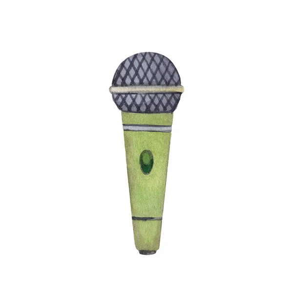 Ilustração Aquarela Microfone Sobre Fundo Branco Ilustração Sobre Tema Música — Fotografia de Stock