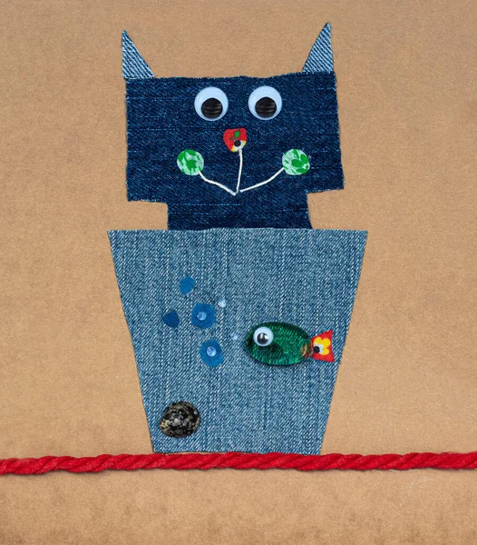 Aplikasi Kucing Anak Anak Dekat Akuarium Aplikasi Kartun Kucing Atas — Stok Foto