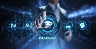 Ekranda E-Öğrenim Çevrimiçi Eğitim İş İnternet kavramı.