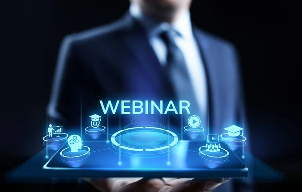 Webinar E-learning Online Σεμινάριο Εκπαίδευση Επιχειρηματική έννοια. — Φωτογραφία Αρχείου