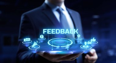 VR ekranında müşteri memnuniyeti iş teknolojisi kavramı.