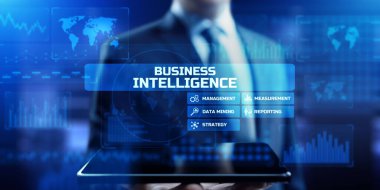 İş zekası büyük veri analizi sanal ekrandaki gösterge paneli.