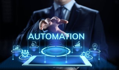 İş süreci otomasyon endüstriyel teknoloji yenilik optimizasyon kavramı.