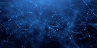 Soyut pleksus mavi geometri arka planı. Dijital teknoloji ağ bağlantısı kavramı. 3 Boyutlu resimleme