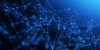 Soyut pleksus mavi geometri arka planı. Dijital teknoloji ağ bağlantısı kavramı. 3 Boyutlu resimleme