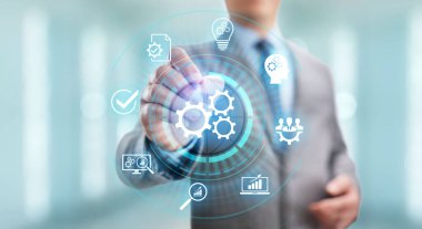İş süreci otomasyon endüstriyel teknoloji yenilik optimizasyon kavramı.
