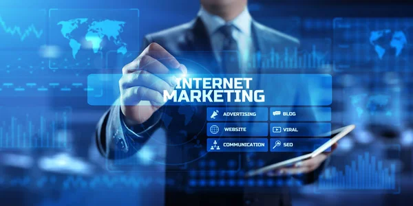 Internet marketing publicité en ligne tableau de bord concept de technologie d'entreprise à l'écran. — Photo