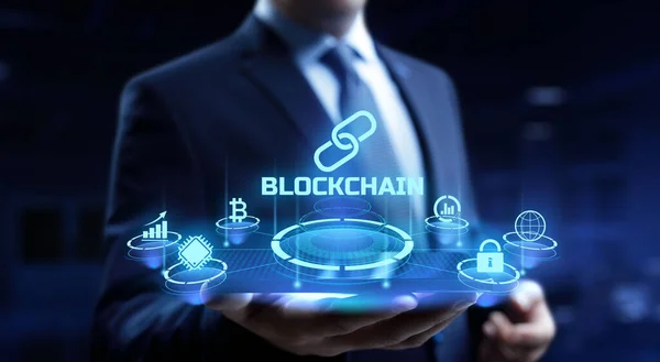 Blockchain χρηματοοικονομική τεχνολογία έννοια κρυπτογραφίας ψηφιακό χρήμα εικονικά νομίσματα. — Φωτογραφία Αρχείου