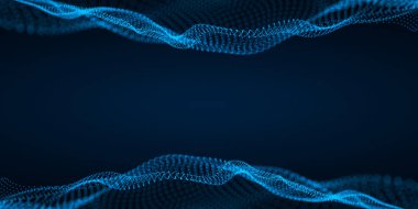 Soyut mavi dijital dalga teknolojisi ağı arka planı. 3 Boyutlu resimleme