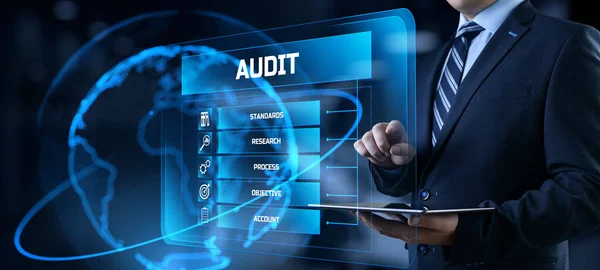 Audit Auditor Financial service compliance concepts on screen. — 스톡 사진