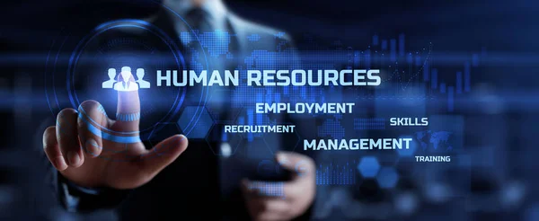 Recursos Humanos, Gestión de recursos humanos, Reclutamiento. Concepto de negocio y desarrollo. Banner web. — Foto de Stock
