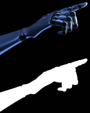 Bir robotun eli. İnternet teknolojisi kavramı. 3 Boyutlu resimleme