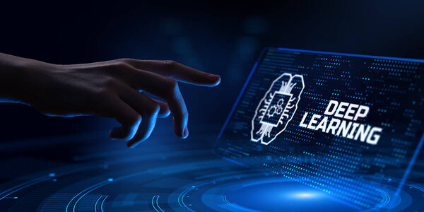 Глубокое изучение нейронной сети искусственного интеллекта. Кнопка ручного нажатия на виртуальном экране.