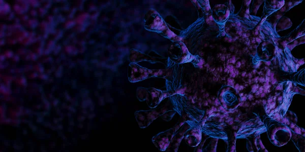 코로나 바이러스는 현미경으로 coonavirus covid-19 이 다. 3D 렌더링 일러스트 — 스톡 사진