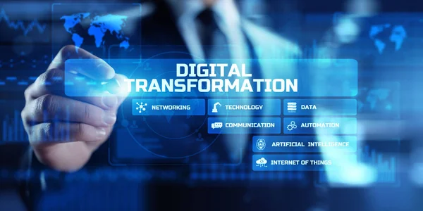 Digital Transformation disrupção moderna tecnologia de inovação e conceito de negócios na tela virtual — Fotografia de Stock