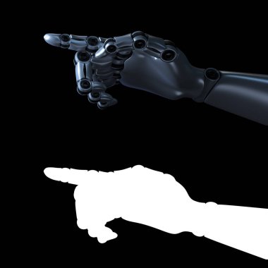 Bir robotun eli. İnternet teknolojisi kavramı. 3 Boyutlu resimleme