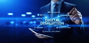 Dijital bozulma. Yenilik teknolojisi ve iş konsepti.