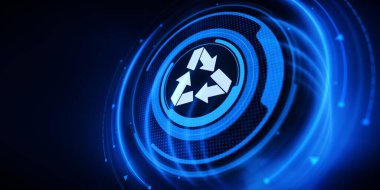 Sanal ekranda sıfır atık yeşil enerji kavramını geri dönüştür.