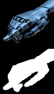 Bir robotun eli. İnternet teknolojisi kavramı. 3 Boyutlu resimleme