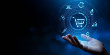 E-ticaret çevrimiçi alışveriş İş dünyası internet teknolojisi kavramı