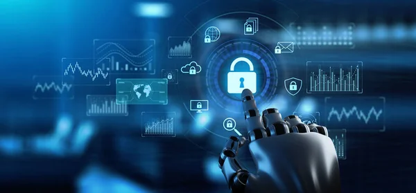 Захист даних про кібербезпеку Хакер атакує захист. Інформаційні технології інтернет-концепція. 3D візуалізація — стокове фото
