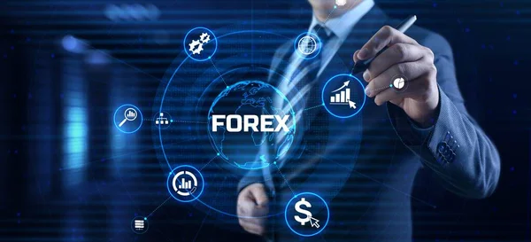Moedas Forex mercado de ações negociação conceito de investimento na tela — Fotografia de Stock