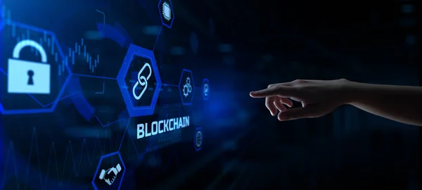 Blockchain technology. Block chain cryptocurrency fintech digital finance concept