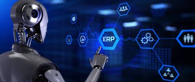 ERP Enterprise kaynak planlaması. Ekran 3 boyutlu görüntülemedeki robot düğmesine bas.