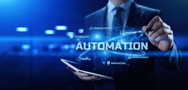 Otomasyon - iş akışı optimizasyonu. RPA - Robotik işlem otomasyonu. Akıllı teknoloji konsepti.
