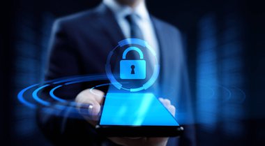 Siber Güvenlik Asma Kilit Veri gizliliği antivirüs koruma kavramı.