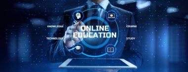 Çevrimiçi eğitim interneti dijital arayüzde e-öğrenme kavramı.