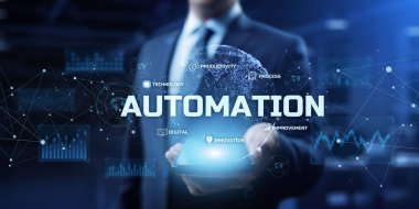 Otomasyon - iş akışı optimizasyonu. RPA - Robotik işlem otomasyonu. Akıllı teknoloji konsepti