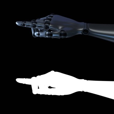 Bir robotun eli. İnternet teknolojisi kavramı. 3 Boyutlu resimleme
