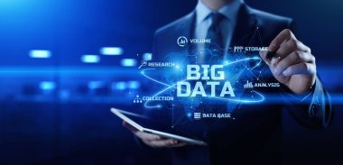Sanal arayüz üzerine büyük veri analizi modern internet teknolojisi kavramı
