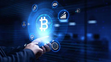 Bitcoin kripto büyüyen hisse senedi borsası finansal teknoloji kavramı