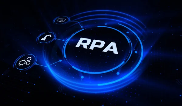 RPA Robotic process automation business process optimiation innovation technology concept — Foto Stock