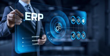 ERP Enterprise Resources planlama yazılım sistemi iş teknolojisi konsepti