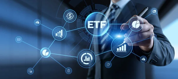ETF Câmbio negociado fundo bolsa mercado de ações negociação investimento conceito financeiro — Fotografia de Stock